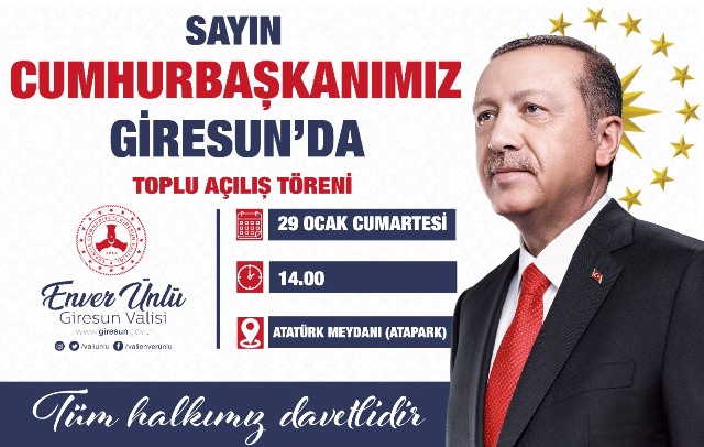 Cumhurbaşkanı Recep Tayyip Erdoğan, Cumartesi Günü Giresun’a Geliyor
