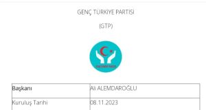 Genç Türkiye Partisi Genel Başkanı olan Ali ALEMDAROĞLU YRP üyesi yapılmış